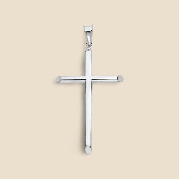 14K Real White Gold Cross Pendant | Elegant Religious Jewelry | - Picture 1 of 1